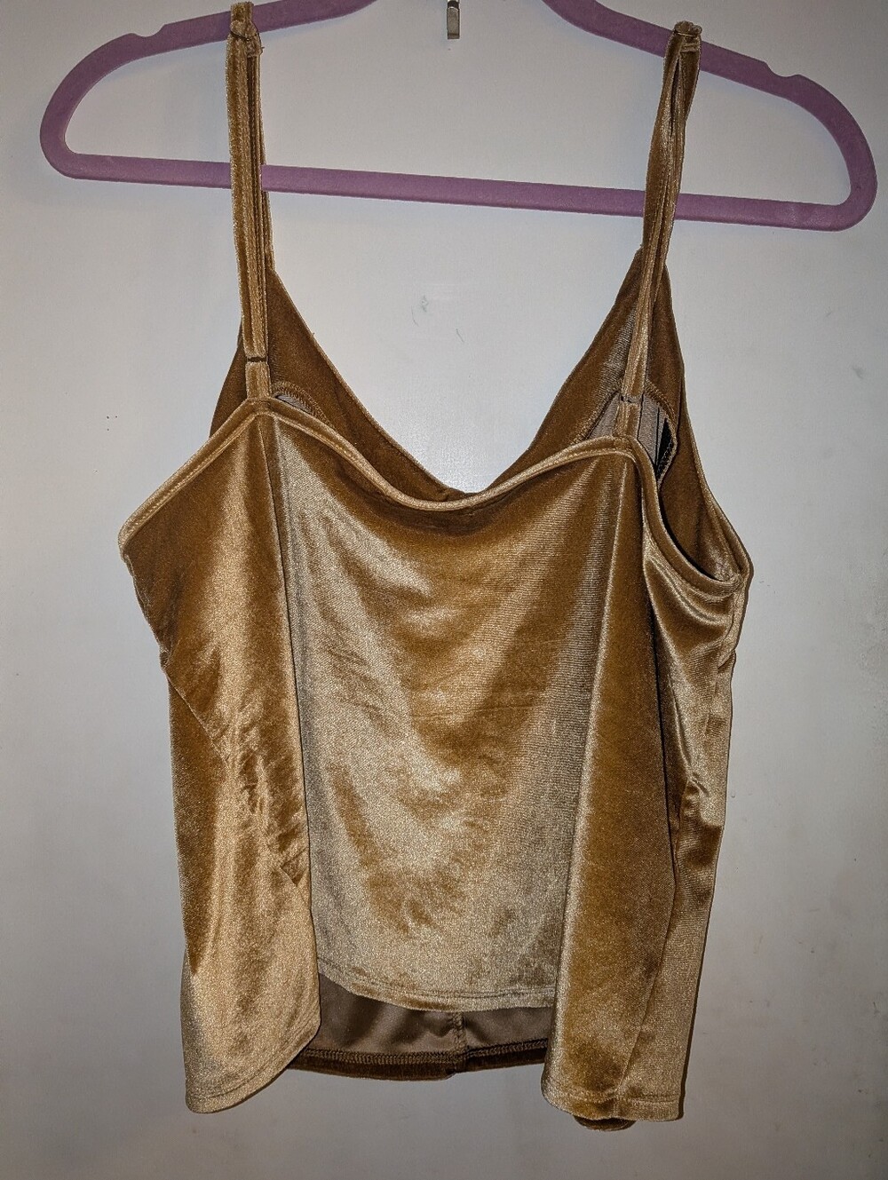 Velvet Satin Front Cami Top - Gold - Picture 3 of 4